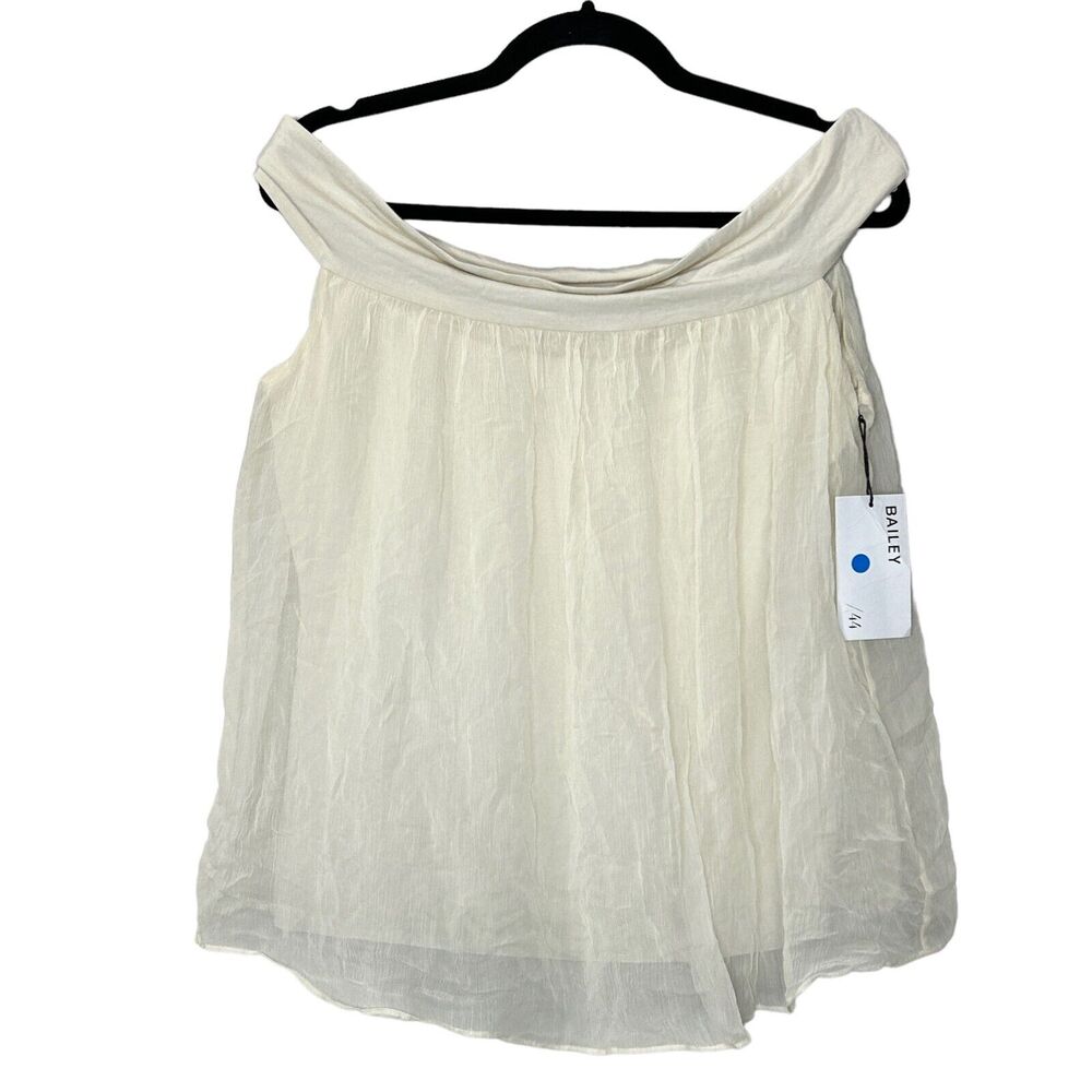 Bailey 44 Tizhit Off Shoulder Silk Scoop Neck Blouse Cream Women Large NWT Lined